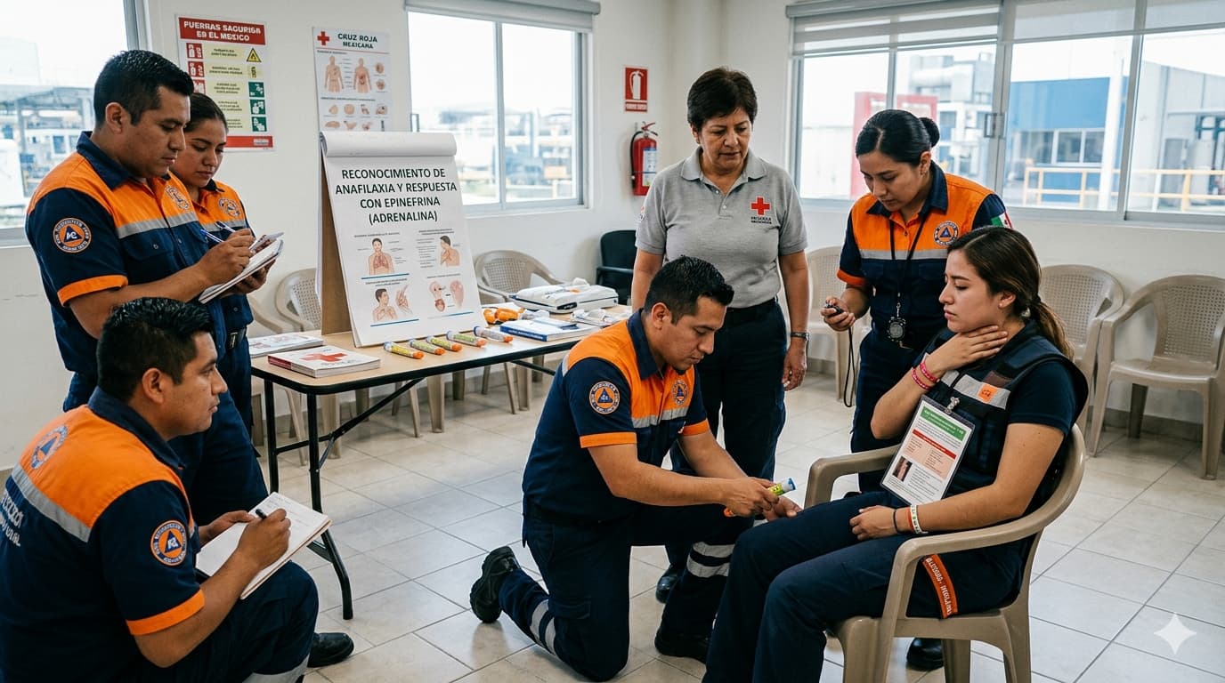 Capacitación de brigadas y primeros respondientes para reconocer y tratar anafilaxia